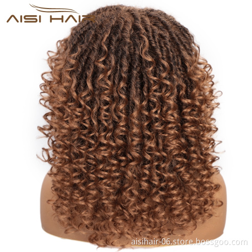 Curly color brown high quality heat resistant wigs wholesale vendors black women synthetic fiber hair wig none lace front